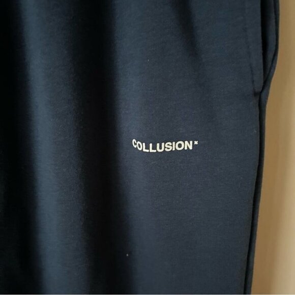 ASOS Collusion Navy Blue Men’s Sweatpants Joggers Pockets Waist Tie Size Large - Picture 3 of 7